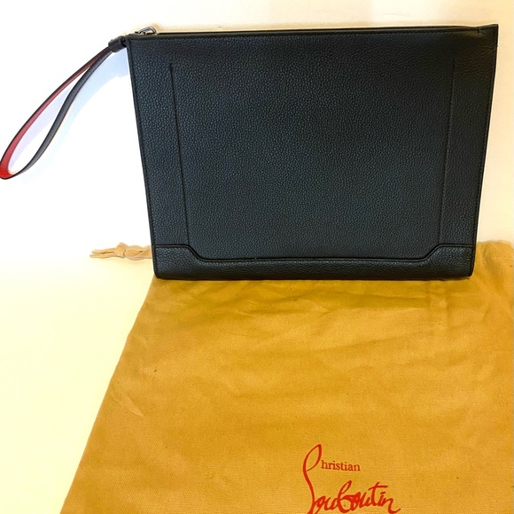 New Christian Louboutin SkyPouch Spike Clutch Pouch Bag Leather Black Bag - Picture 8 of 9